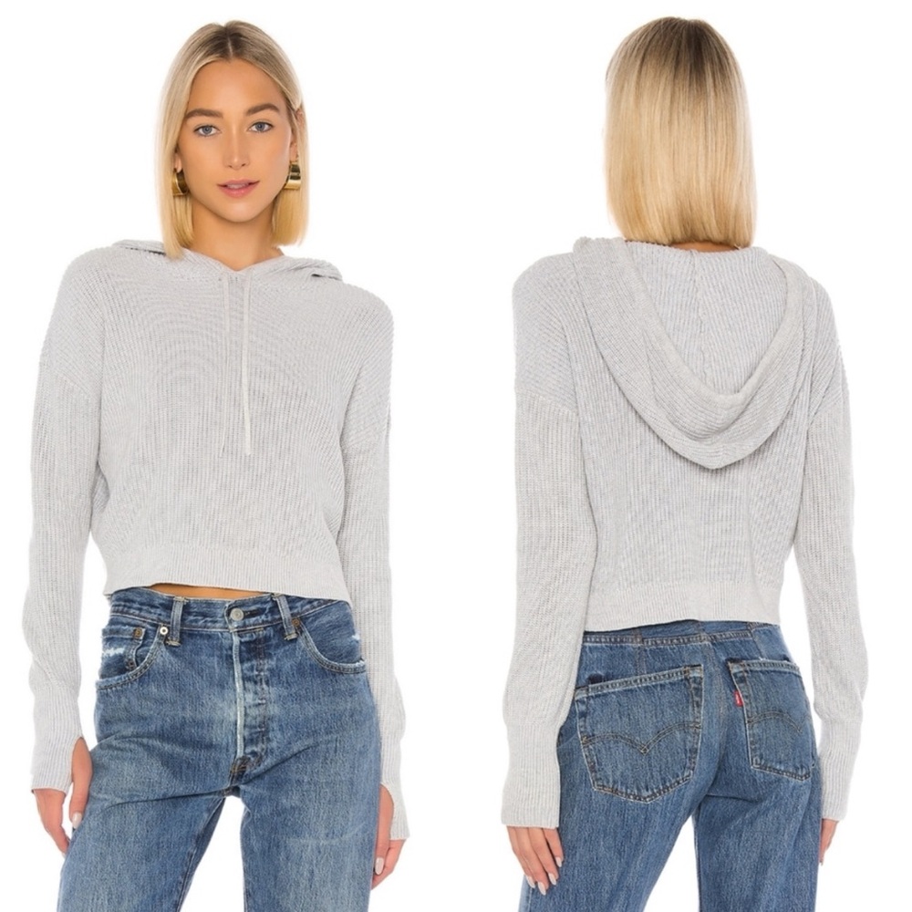 Lovers and Friends Griffith Knit Hoodie Pullover in Gray size L